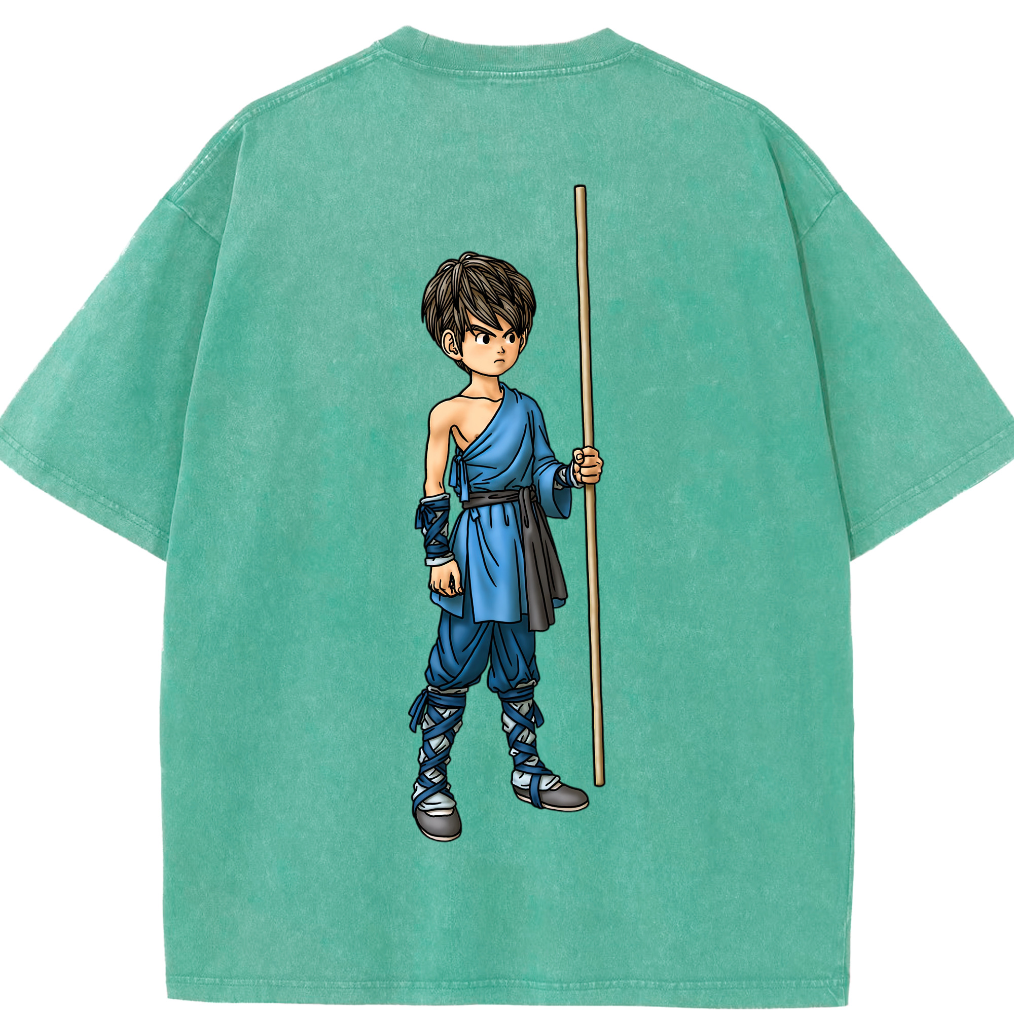 （画像用） ドラゴンクエスト Doragon Kuesuto Dragon Quest 綿100% ヴィンテージ風 半袖Tシャツ（背面プリント）